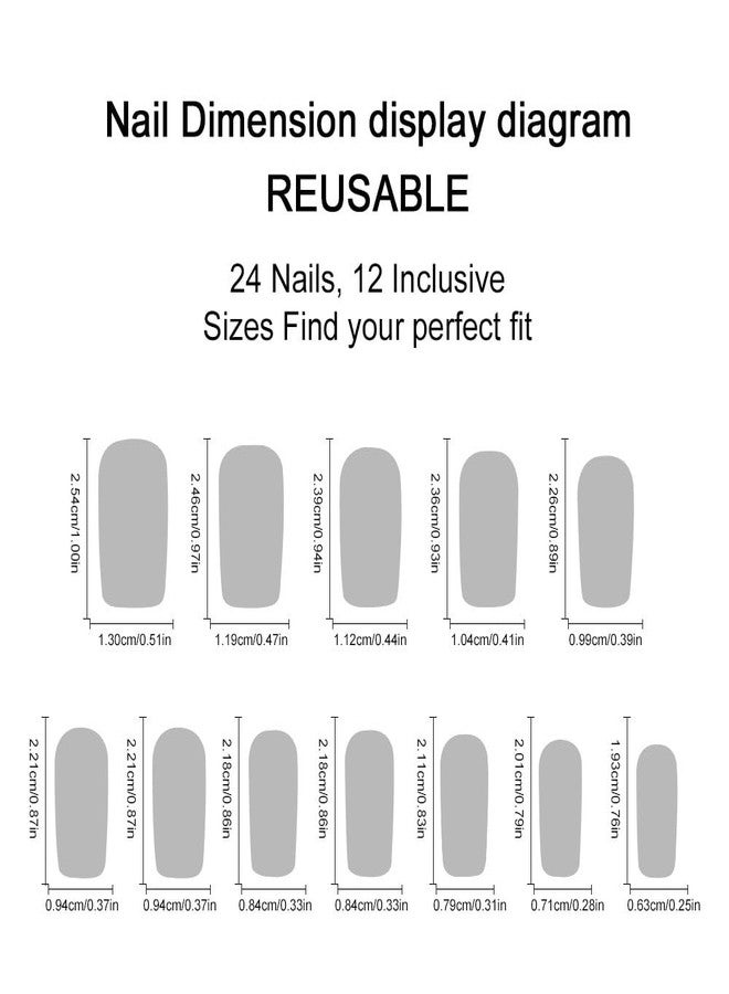 CTTHNBD Medium Press on Nails Square Fake Nails White French Tip with Floral Bow Design Glue on Glossy Acrylic Full Cover Stick on False Nails for Women 24Pcs - Image 4